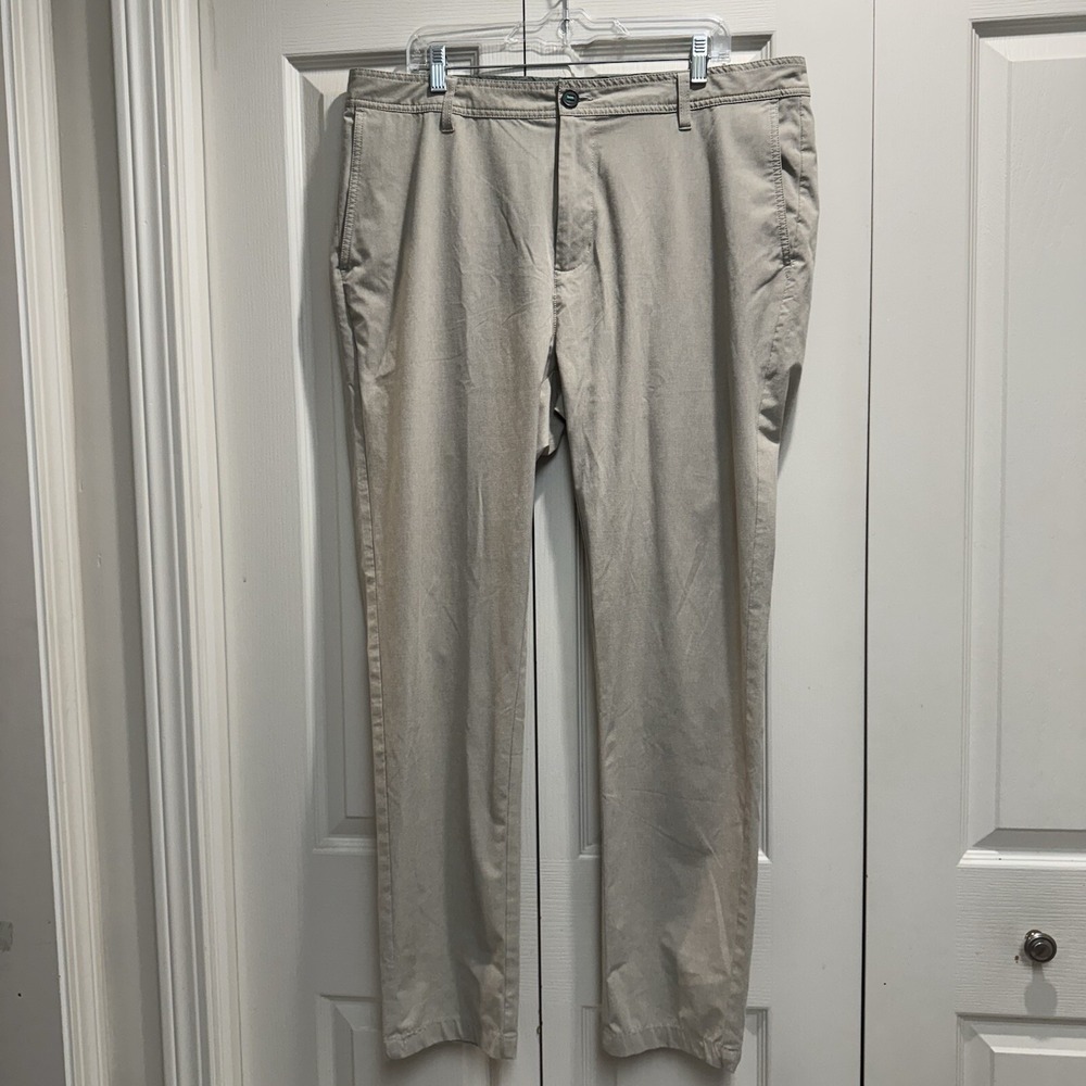 Linksoul Pants Mens Size 38 Regular Tan Flat Front Golf Performance Chino EUC